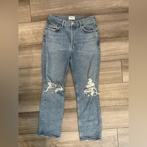 SOLD  Light Blue Distressed Straight Leg Jeans